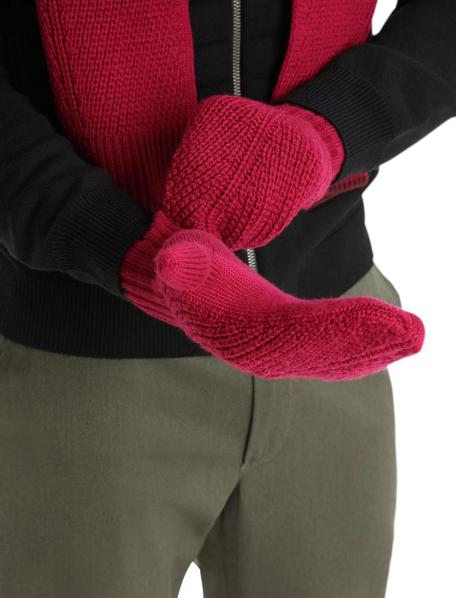 Cherry / Espresso Icebreaker Unisex Merino Waypoint Mittens Women's Gloves | AU 1504ZUTG